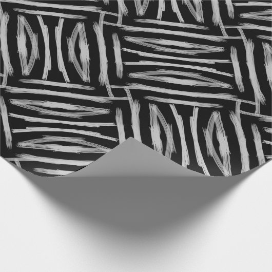 Zwart-wit Tribal Stripes Cadeaupapier (Hoek)