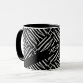 Zwart-wit Tribal Stripes Mok (Voorkant links)