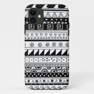 Zwart-wit tribalenpatroon iPhone 11 hoesje