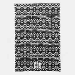 Zwart Wit Tribe Patroon: Monogram Keuken Decor Theedoek