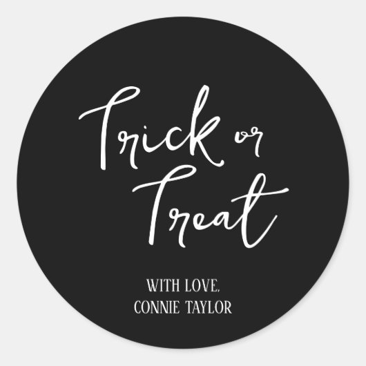 Zwart-wit, Trick or treat Party Favor Ronde Sticker (Voorkant)