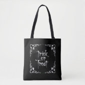 Zwart-Wit Trick or Treat Tote Bag (Voorkant)