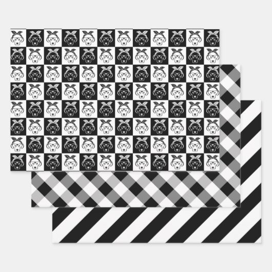 ZWART-WIT TRIO INPAKPAPIER VEL (Set)