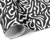 Zwart-wit trippy abstract lijnpatroon cadeaupapier (Rol Hoek)