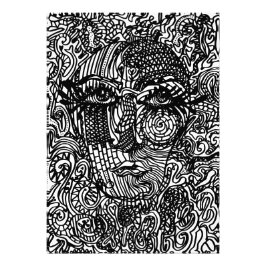 Zwart-wit Trippy Line Portret Foto Afdruk