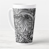 Zwart-wit Trippy Line Portret Latte Mok (Linkerhoek)