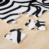 Zwart-wit Trippy Line Portret Legpuzzel (Zijkant)