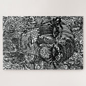 Zwart-wit Trippy Line Portret Legpuzzel (Horizontaal)