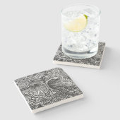 Zwart-wit Trippy Line Portret Stenen Onderzetter (Zijkant)