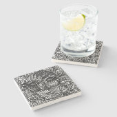 Zwart-wit Trippy Line Portret Stenen Onderzetter (Zijkant)