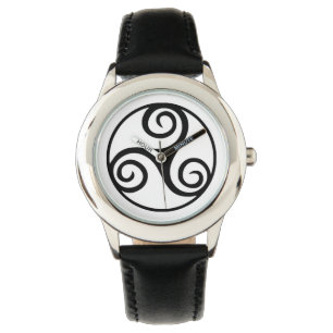 Zwart-wit Triskelion of Trisaking Horloge