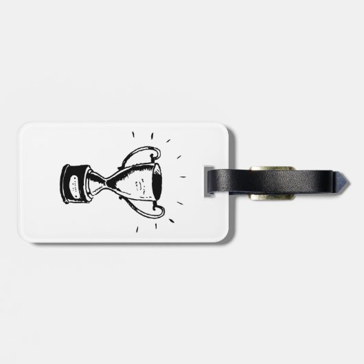 Zwart-wit trofee bagagelabel (Achterkant horizontaal)
