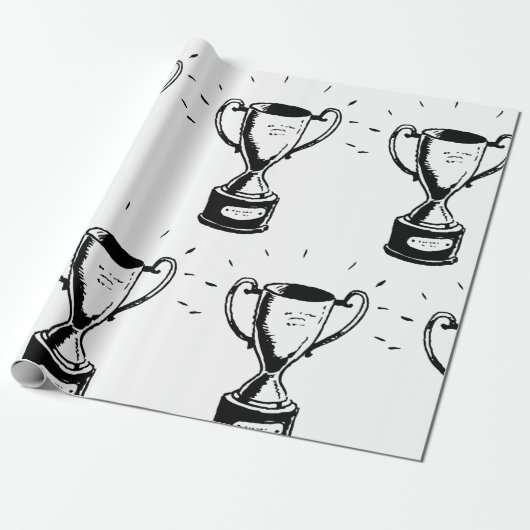Zwart-wit trofee cadeaupapier (Uitgerold)