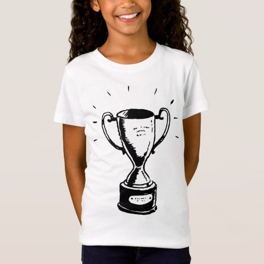 Zwart-wit Trofee Meisjes T-shirt (Voorkant)