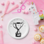 Zwart-wit trofee papieren bordje (Feest)