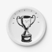 Zwart-wit trofee papieren bordje (Voorkant)