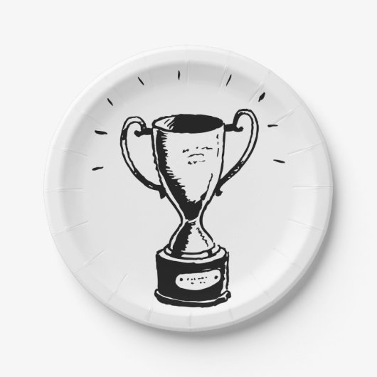 Zwart-wit trofee papieren bordje (Voorkant)