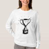 Zwart-wit Trofee Vrouwen Lange-Sleeve T-shirt (Voorkant)