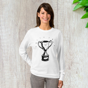 Zwart-wit Trofee Vrouwen Lange-Sleeve T-shirt