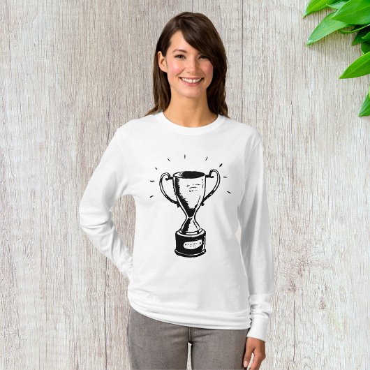 Zwart-wit Trofee Vrouwen Lange-Sleeve T-shirt