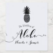 Zwart wit Tropisch anananas Elegant Wine Label Wijn Etiket (Enkel label)