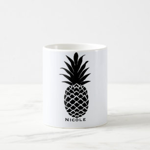 Zwart & Wit Tropisch Ananas Elegant Chic Koffiemok