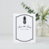 Zwart & Wit Tropisch Ananas Save the Date Aankondigingskaart (Staand voorkant)