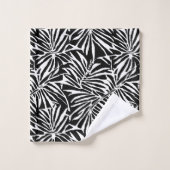 Zwart-wit tropisch blad herhalend patroon bad handdoek (Wasdoekje)