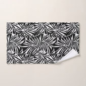 Zwart-wit tropisch blad herhalend patroon bad handdoek (Handdoek)