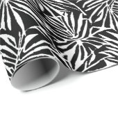 Zwart-wit tropisch blad herhalend patroon cadeaupapier (Rol Hoek)