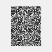 Zwart-wit tropisch blad herhalend patroon fleece deken (Voorkant)