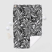 Zwart-wit tropisch blad herhalend patroon golfhanddoek (Insitu)