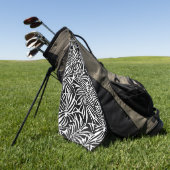 Zwart-wit tropisch blad herhalend patroon golfhanddoek (Groen)
