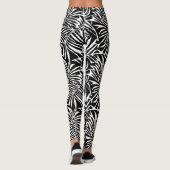 Zwart-wit tropisch blad herhalend patroon leggings (Achterkant)