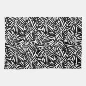 Zwart-wit tropisch blad herhalend patroon theedoek (Horizontaal)