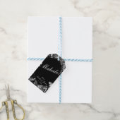 Zwart Wit Tropisch Eiland Chic Eiland Bruiloft Cadeaulabel (Met Touw)