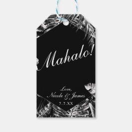 Zwart Wit Tropisch Eiland Chic Eiland Bruiloft Cadeaulabel