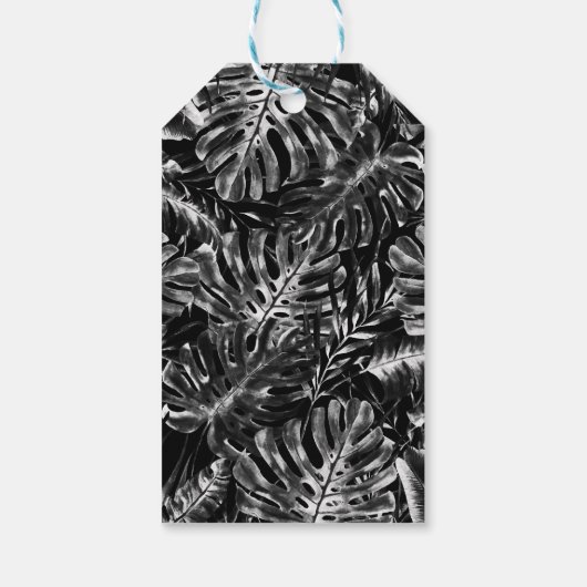 Zwart Wit Tropisch Eiland Chique Eiland Bruiloft Cadeaulabel (Achterkant)