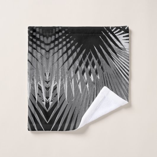 Zwart wit Tropisch palm Bladeren Dekdoekset Bad Handdoek (Wasdoekje)