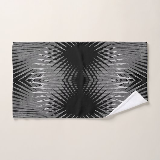 Zwart wit Tropisch palm Bladeren Dekdoekset Bad Handdoek (Handdoek)