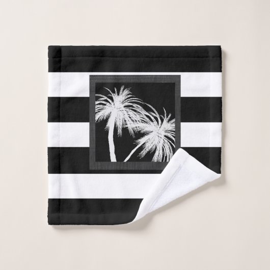 Zwart-wit Tropisch palm Trees Modern Chic Bad Handdoek (Wasdoekje)