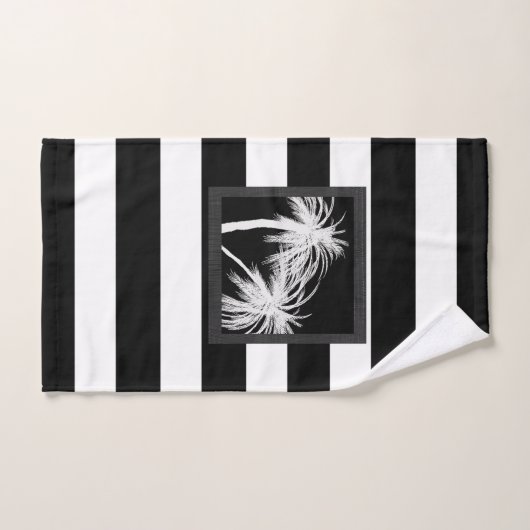 Zwart-wit Tropisch palm Trees Modern Chic Bad Handdoek (Handdoek)