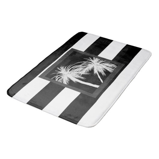 Zwart-wit Tropisch palm Trees Modern Chic Badmat (Gekanteld)