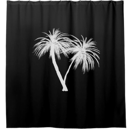 Zwart-wit Tropisch palm Trees Modern Chic Douchegordijn (Voorkant)