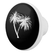 Zwart-wit Tropisch palm Trees Modern Chic Keramische Knop (Rechts)