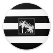 Zwart-wit Tropisch palm Trees Modern Chic Keramische Knop (Voorkant)