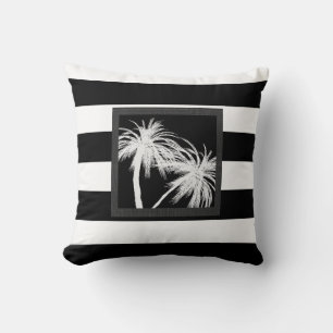 Zwart-wit Tropisch palm Trees Modern Chic Kussen