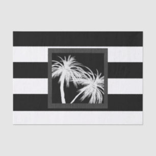 Zwart wit tropisch palm Trees Modern Chic Party Tissuepapier