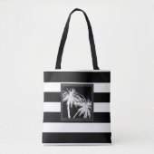 Zwart-wit Tropisch palm Trees Modern Chic Tote Bag (Voorkant)