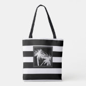 Zwart-wit Tropisch palm Trees Modern Chic Tote Bag (Achterkant)